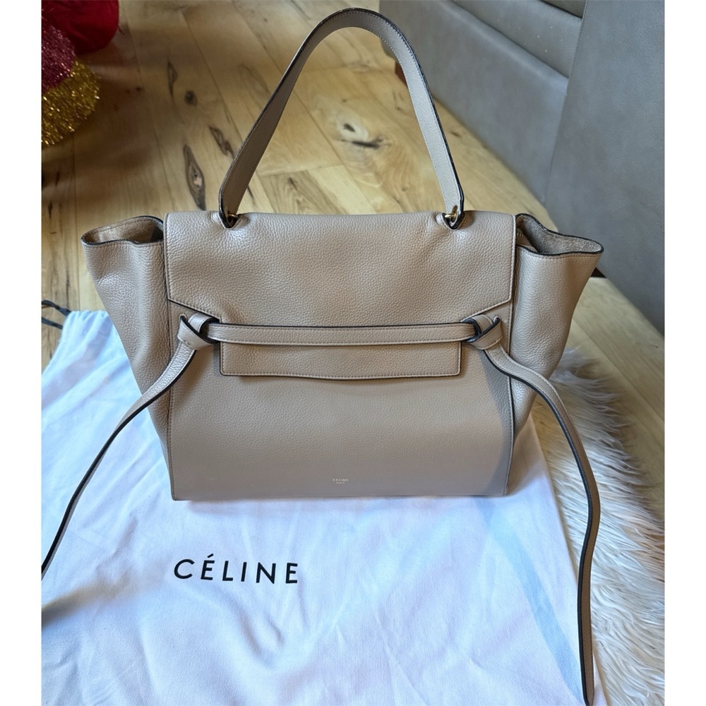 Authentic Celine Mini Belt Bag Grained Calfskin With Gold Finishing Taupe - Picture 2 of 12
